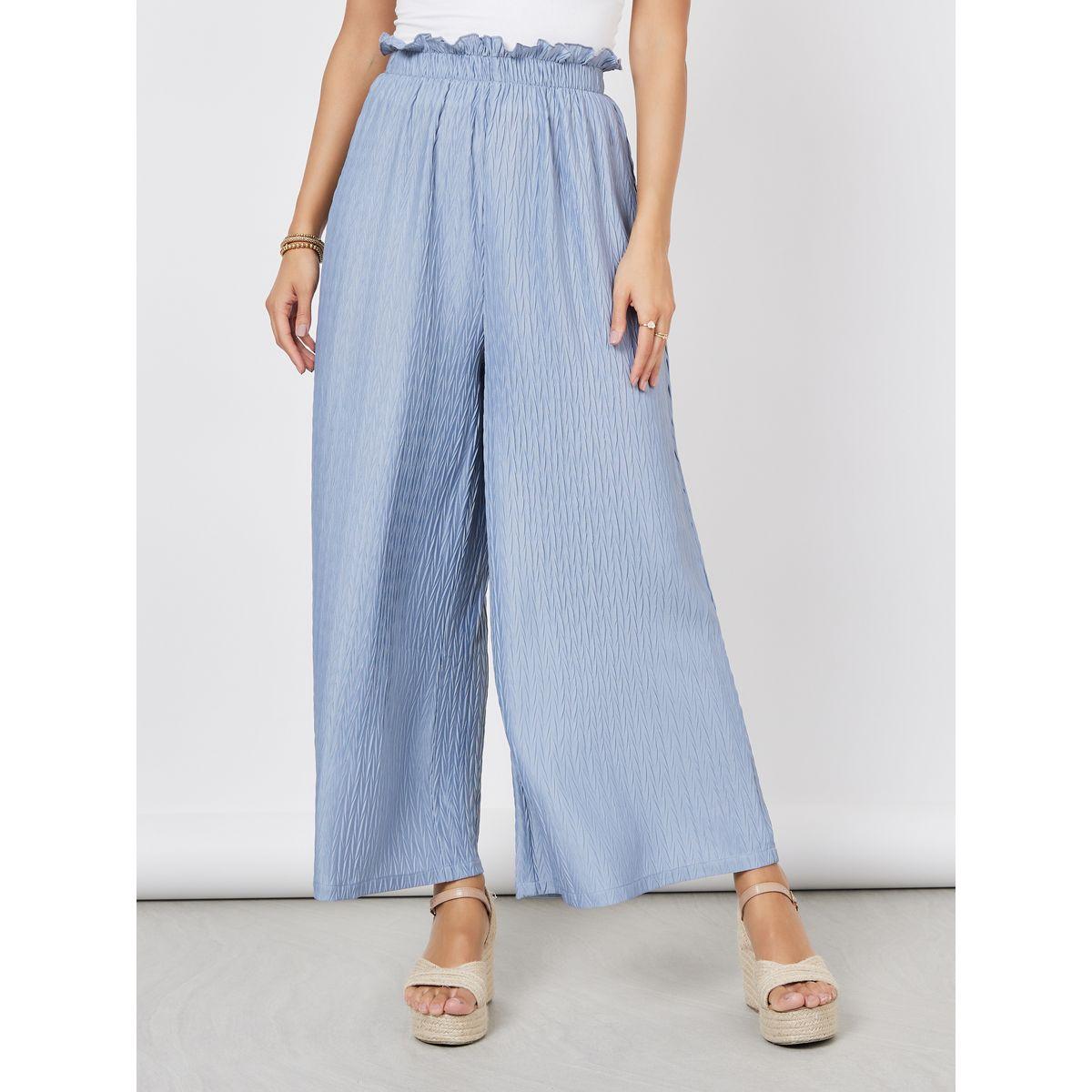 Styli High Rise Textured Wide Leg Pants-women-clothing-bottoms-trousers-image-1