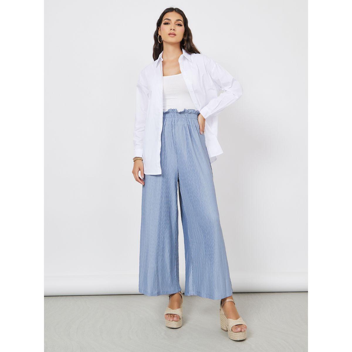 Styli High Rise Textured Wide Leg Pants-women-clothing-bottoms-trousers-image-2