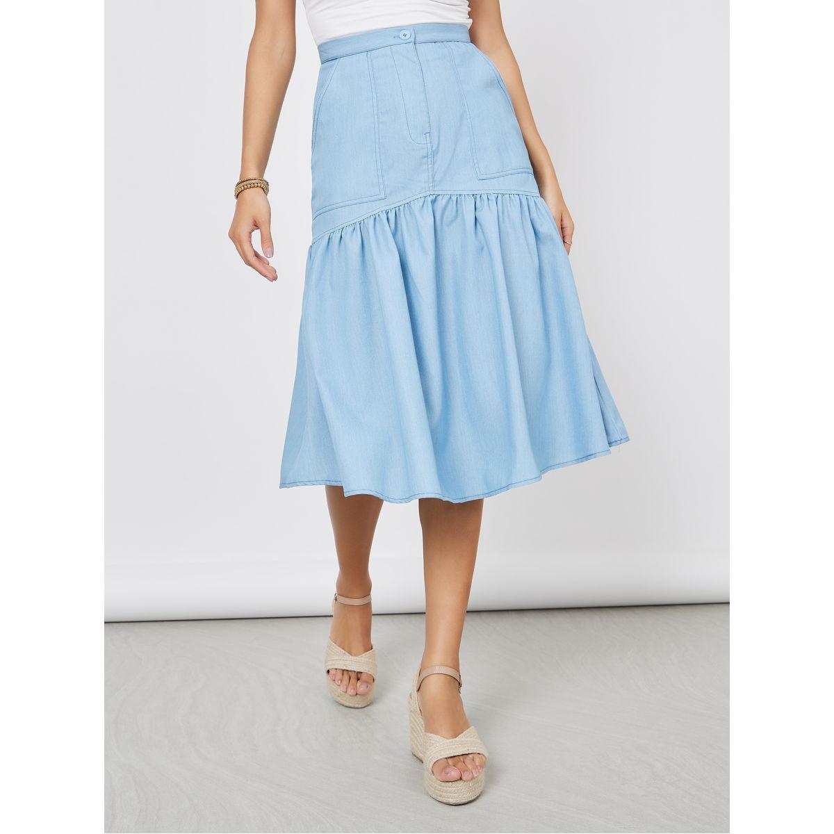 تنورة ميدي دنيم كاجوال-women-clothing-bottoms-skirts-image-1