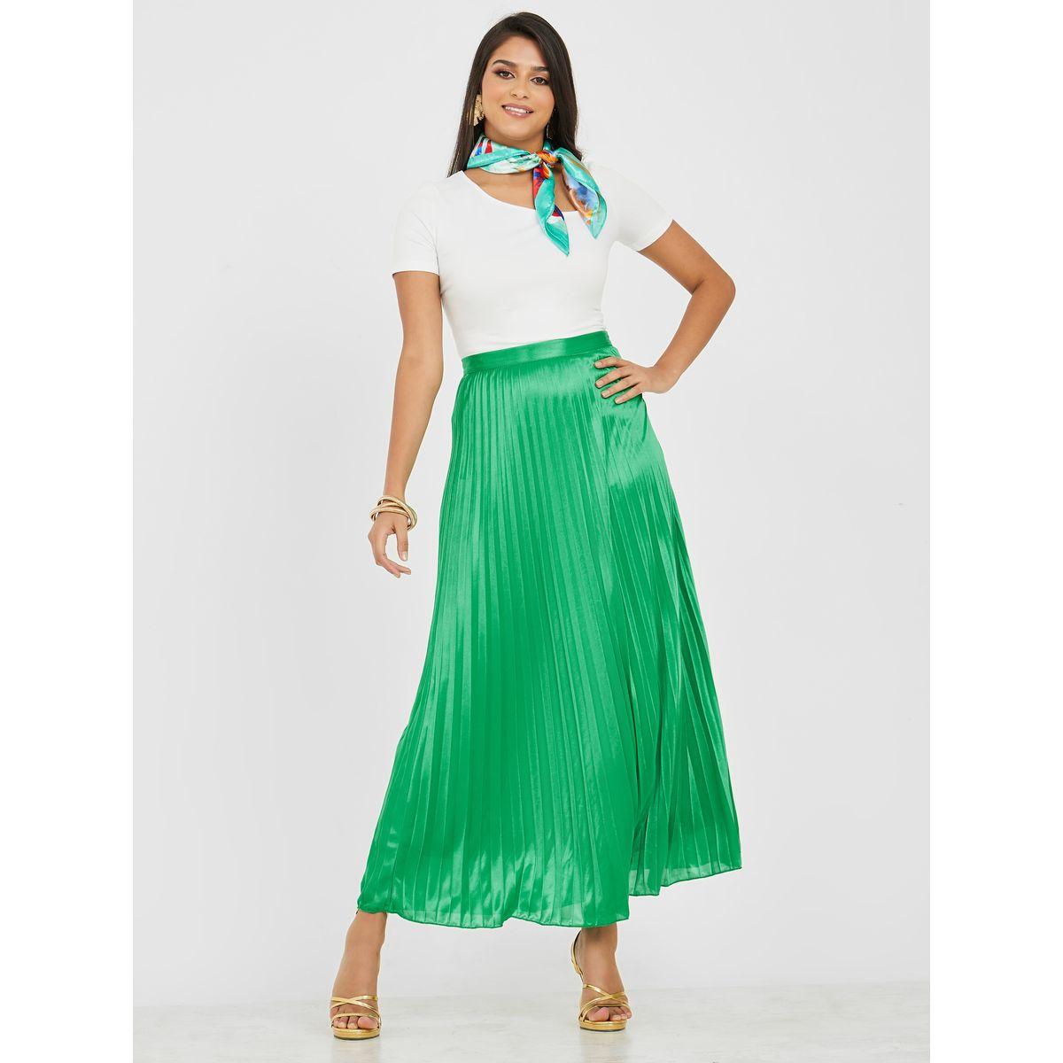 Styli Pleated Shiny Maxi Skirt-women-clothing-bottoms-skirts-image-1