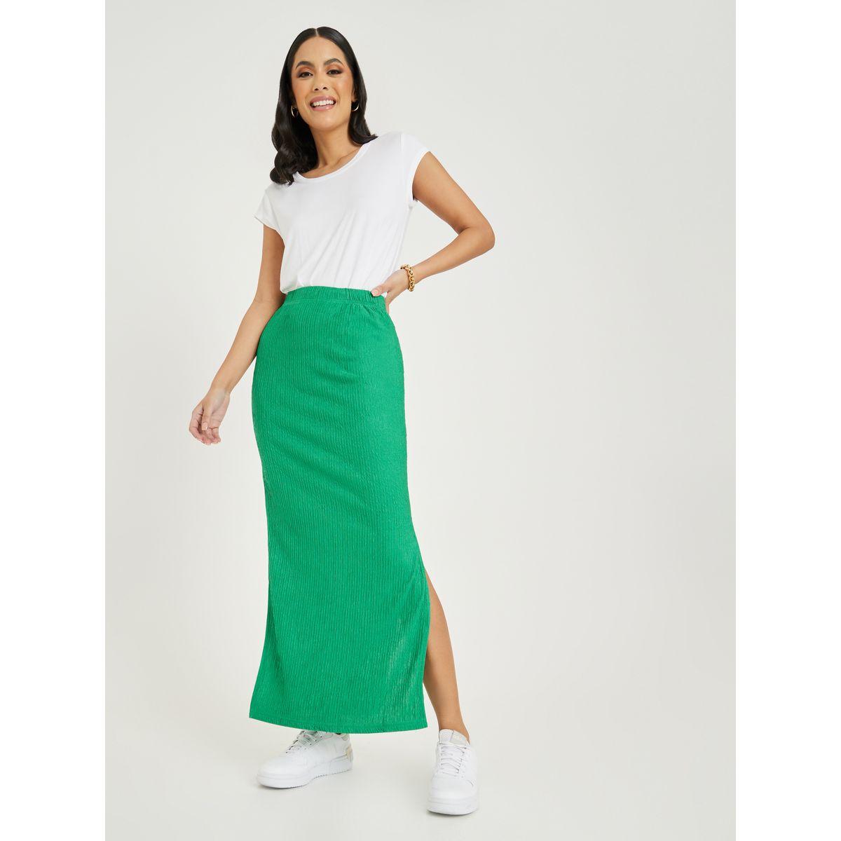 تنورة طويلة بليسيه بشق جانبي-women-clothing-bottoms-skirts-image-1