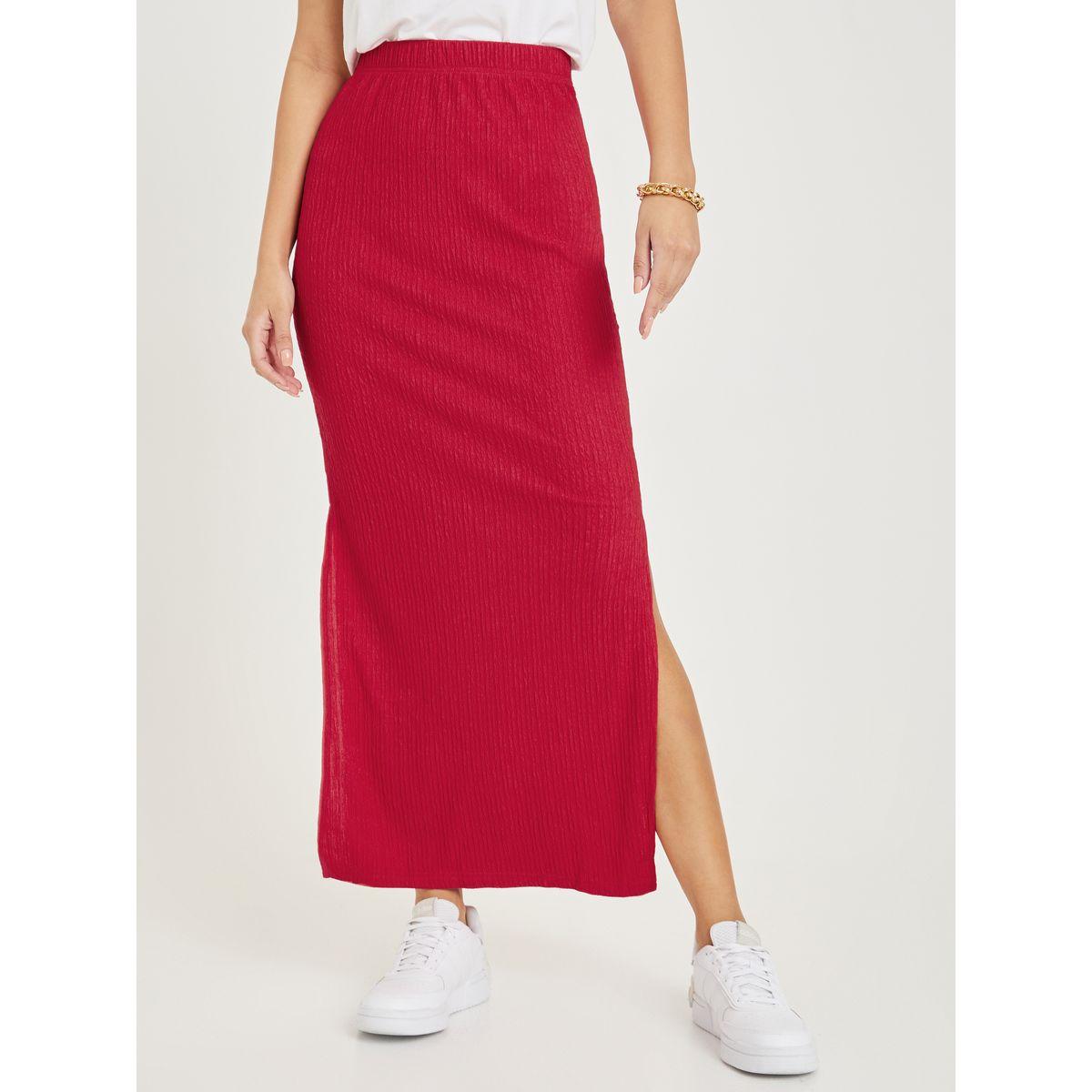 تنورة طويلة بليسيه بشق جانبي-women-clothing-bottoms-skirts-image-4