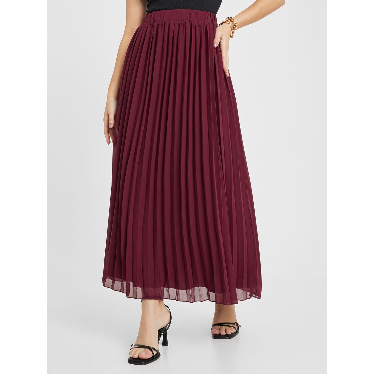 Styli Pleated A-Line Maxi Skirt-women-clothing-bottoms-skirts-image-1