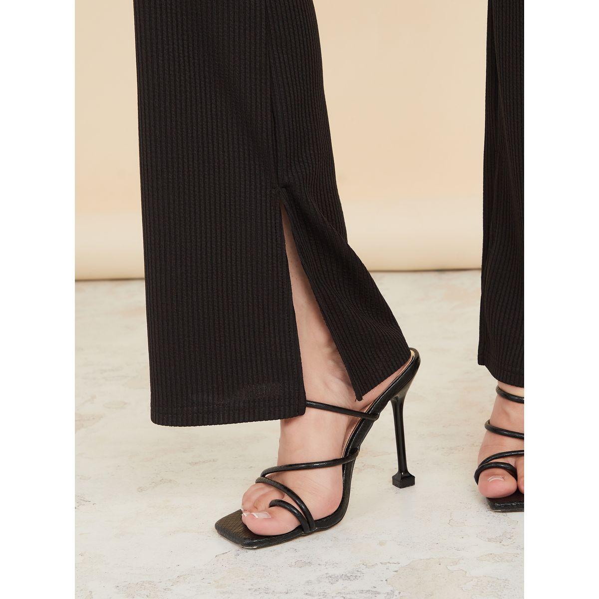 Styli Side Slit Detail Flared Leggings-women-clothing-bottoms-leggings-image-3