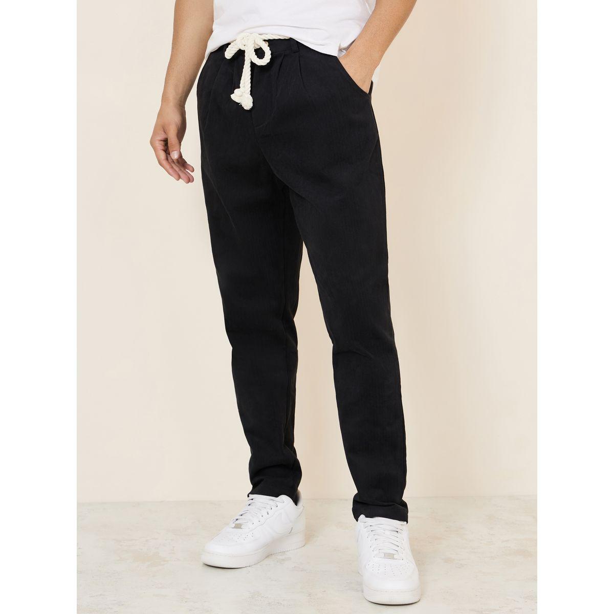 Styli Limited Carrot Fit Textured Sailor Pants with Rope Belt-men-clothing-bottoms-trousersandchinos-trousers-image-1