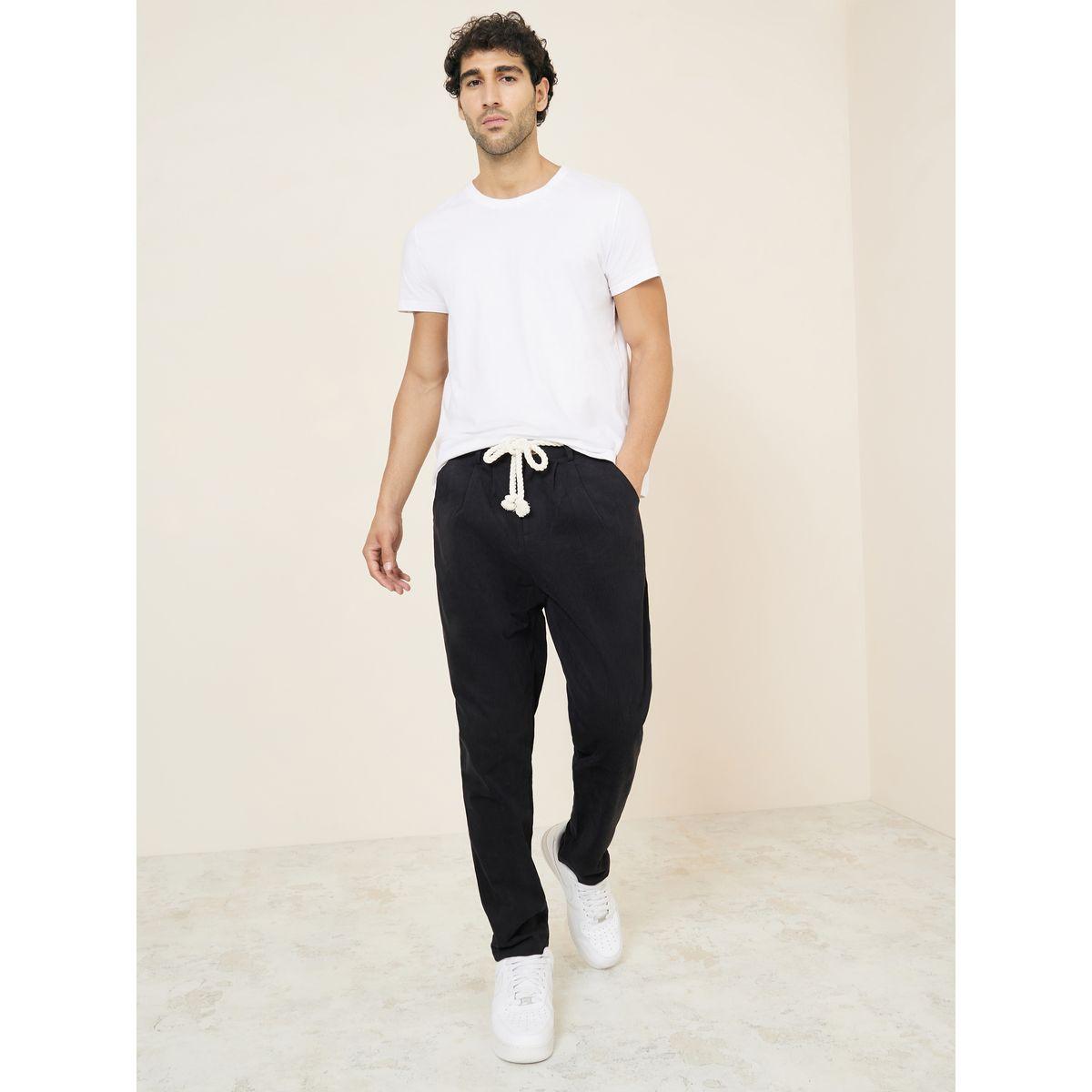 Styli Limited Carrot Fit Textured Sailor Pants with Rope Belt-men-clothing-bottoms-trousersandchinos-trousers-image-2