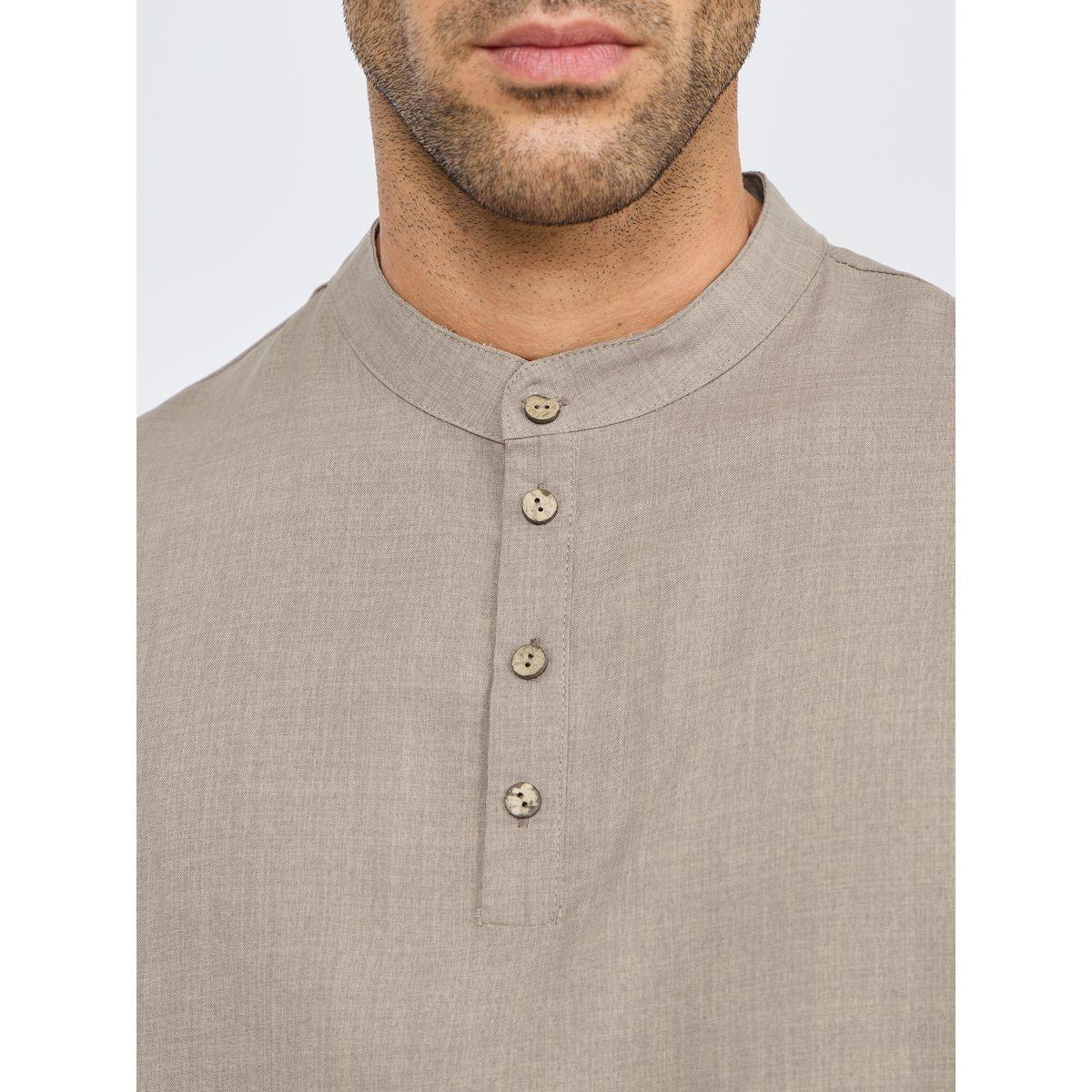 Styli Limited Half Placket Relaxed Fit Shirt with Mandarin Collar-men-clothing-shirts-image-3