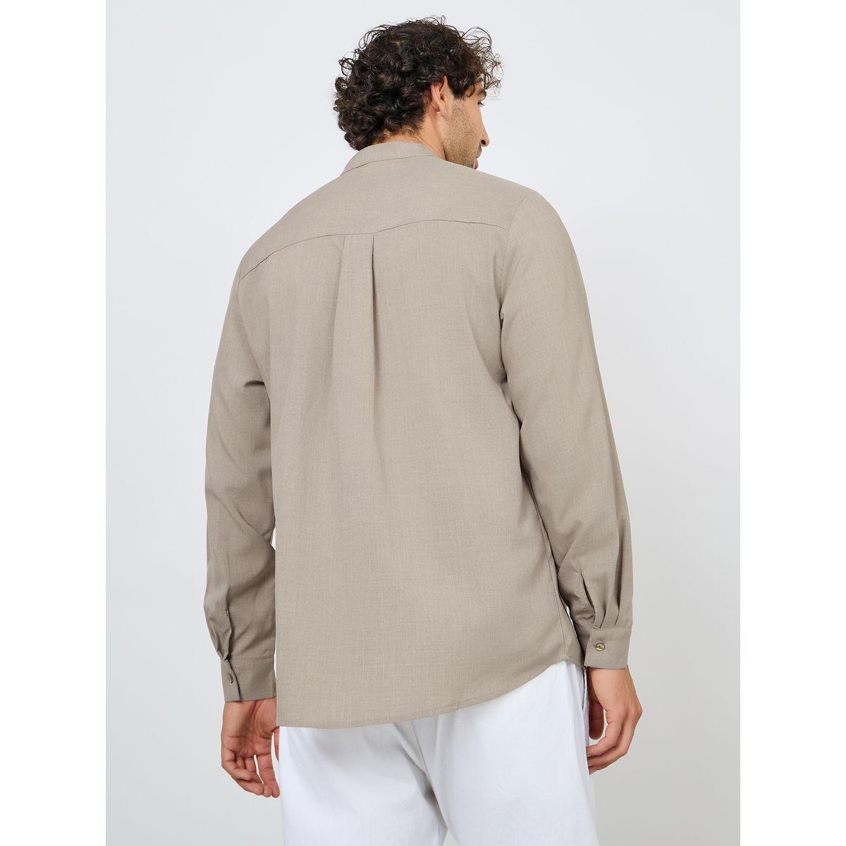 Styli Limited Half Placket Relaxed Fit Shirt with Mandarin Collar-men-clothing-shirts-image-4