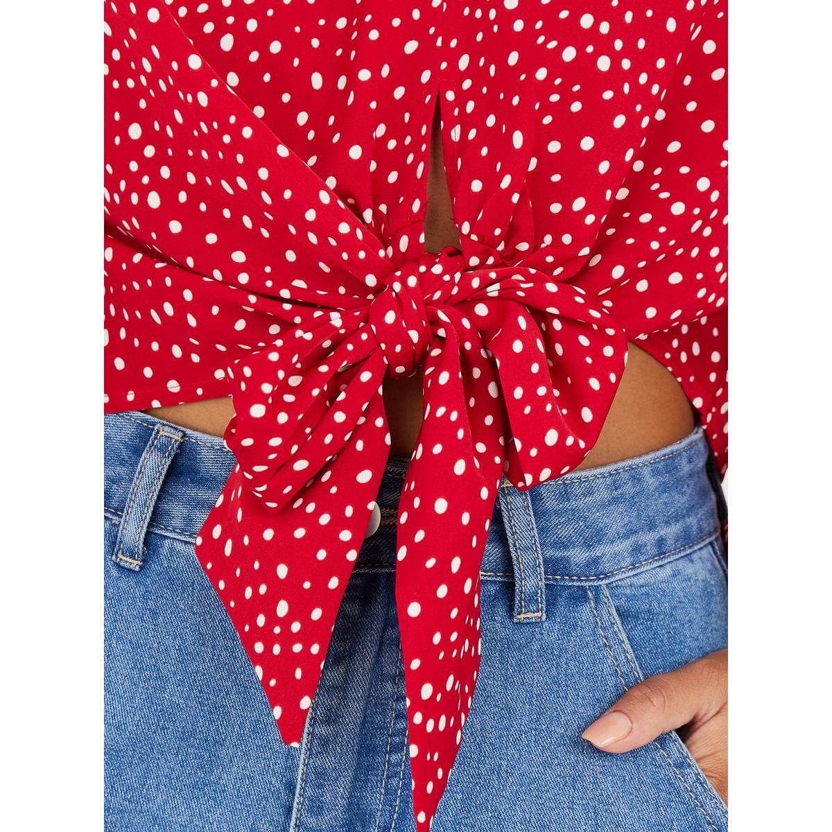 Styli Spot AOP Tie Up Hem Blouse-women-clothing-shirtsandblouses-blouses-image-3