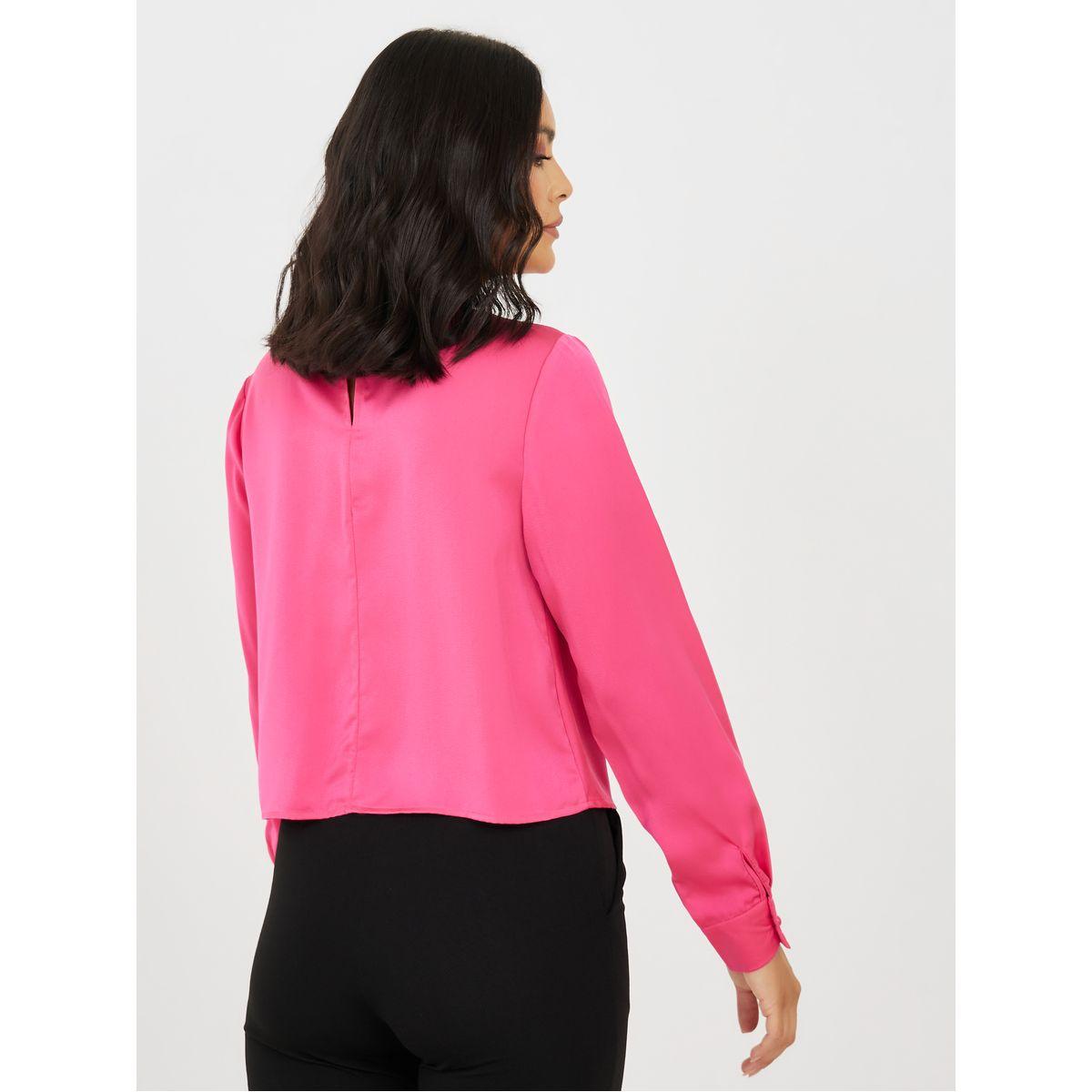 Styli Satin Round Neck Hem Tie Detail Blouse-women-clothing-shirtsandblouses-blouses-image-4
