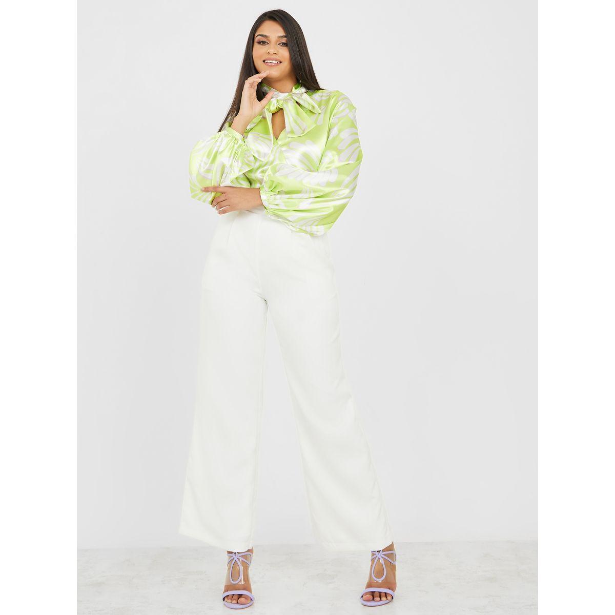 Styli Abstract Print Tie Up Neck Satin Regular Fit Blouse-women-clothing-shirtsandblouses-blouses-image-2