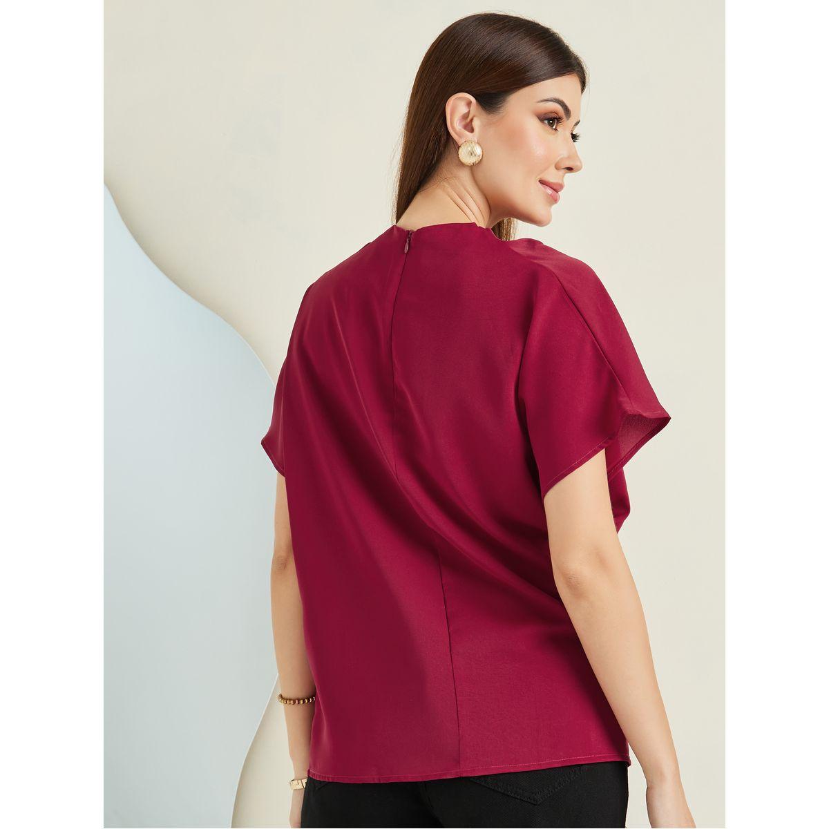 Styli High Neck Draped Detail Regular Fit Blouse-women-clothing-shirtsandblouses-blouses-image-4
