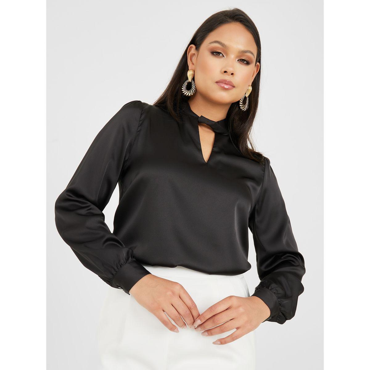 بلوزة ساتان بقصة عادية-women-clothing-shirtsandblouses-blouses-image-1