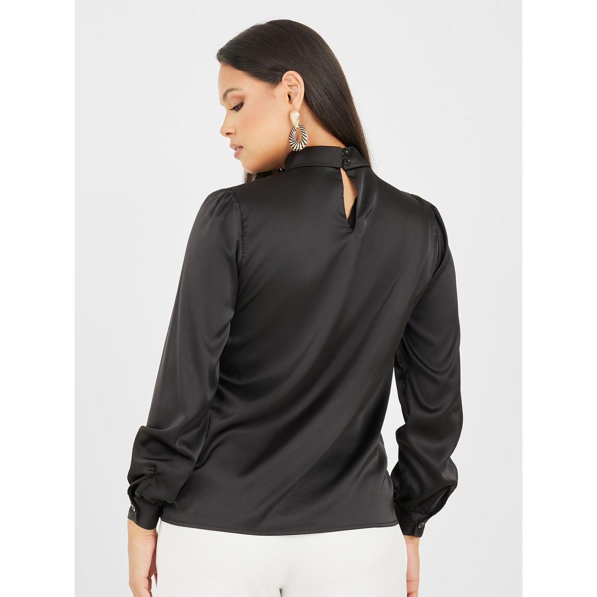 Styli Twisted Keyhole Neck Satin Regular Fit Blouse-women-clothing-shirtsandblouses-blouses-image-5