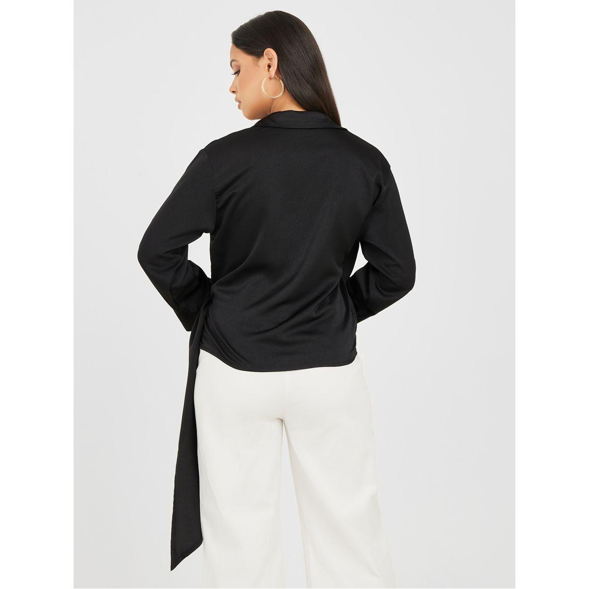 Styli Flute Sleeve Satin Wrap Top-women-clothing-shirtsandblouses-blouses-image-5