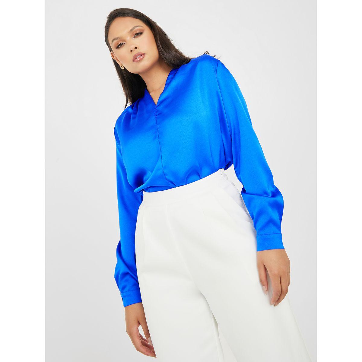 بلوزة ساتان بقصة عادية-women-clothing-shirtsandblouses-blouses-image-1