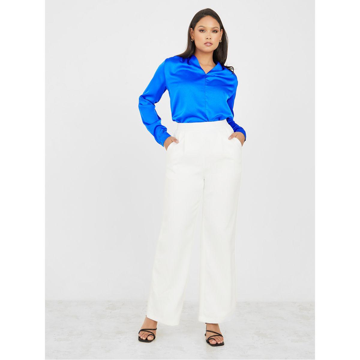 بلوزة ساتان بقصة عادية-women-clothing-shirtsandblouses-blouses-image-2