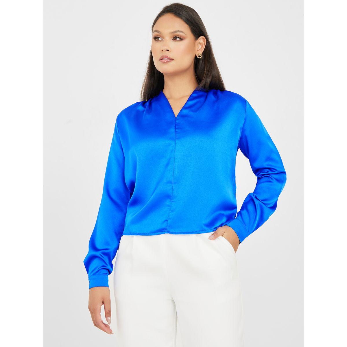 Styli Satin V Neck Regular Fit Blouse-women-clothing-shirtsandblouses-blouses-image-3