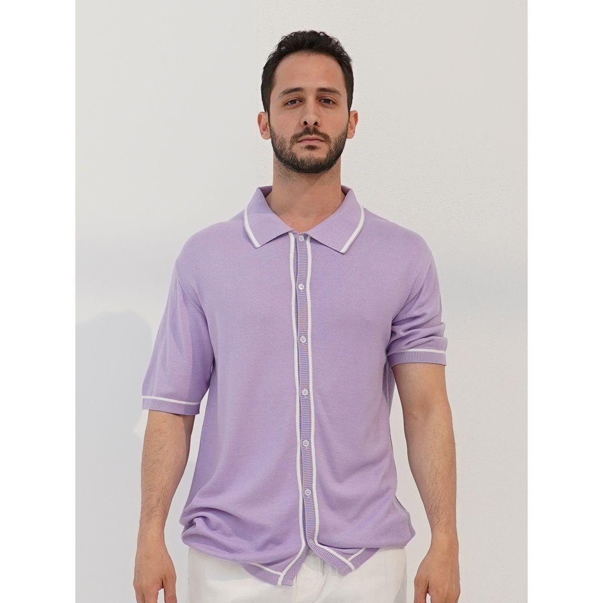 قميص بقصة مريحة وتداخلات محزوزة-men-clothing-shirts-image-2