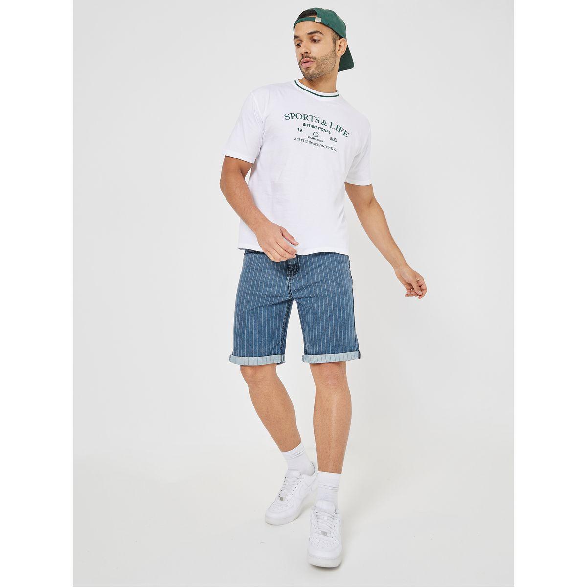 Styli Limited Striped Denim Regular Shorts with Turn Up Hem-men-clothing-bottoms-shorts-image-2