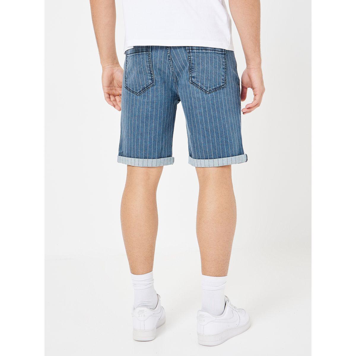 Styli Limited Striped Denim Regular Shorts with Turn Up Hem-men-clothing-bottoms-shorts-image-4