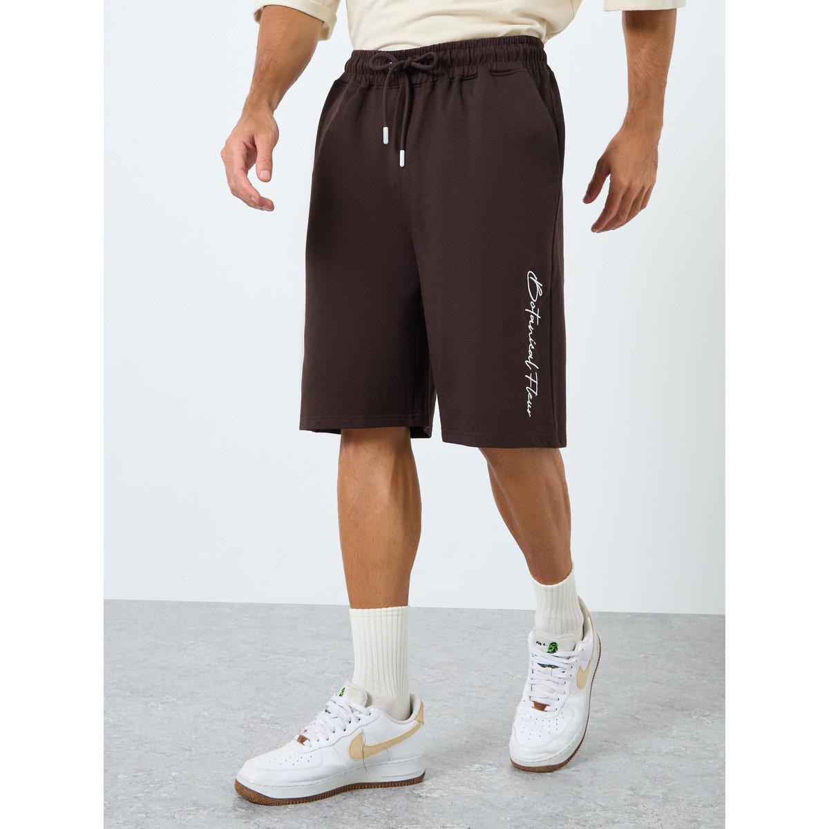 Styli Slogan Embroidery Oversized Shorts-men-clothing-bottoms-shorts-image-1