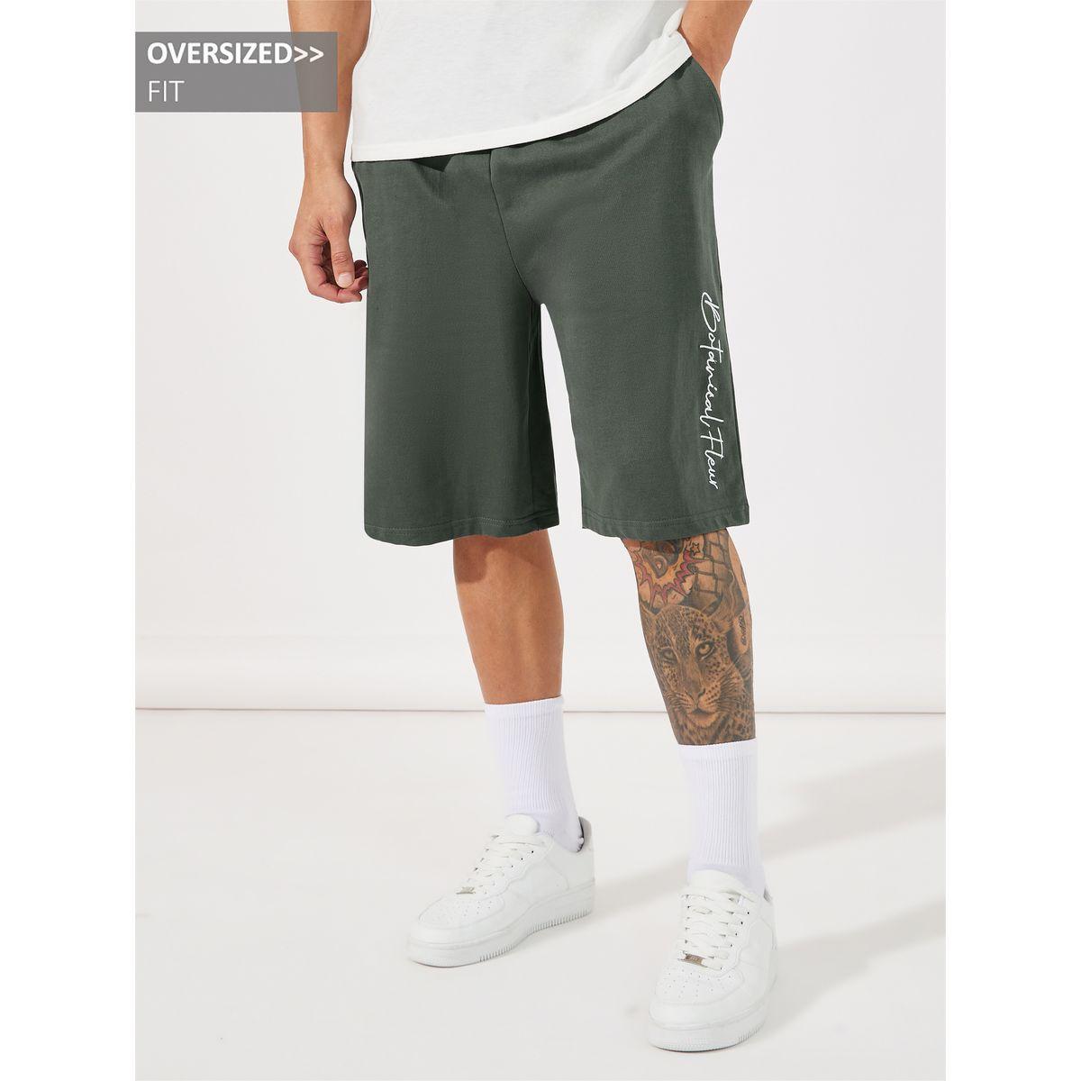 Styli Slogan Embroidery Oversized Shorts-men-clothing-bottoms-shorts-image-1