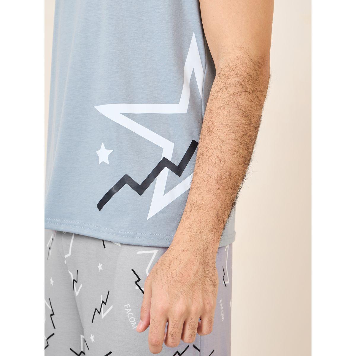 طقم بيجاما من ( شورت + تيشيرت كت )-men-clothing-nightwear-sets-image-3