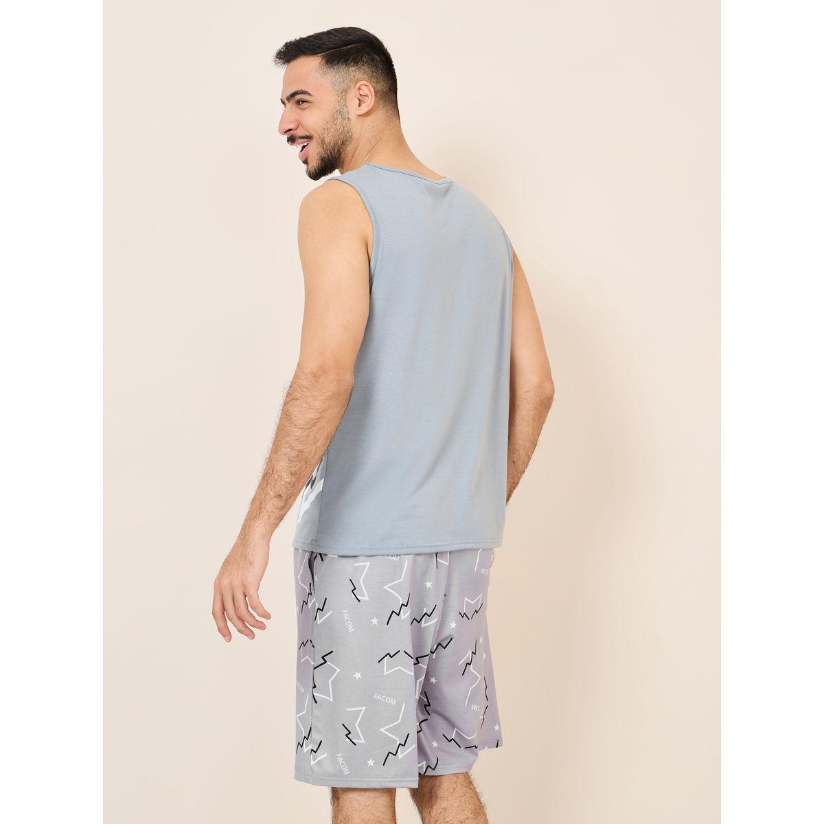 طقم بيجاما من ( شورت + تيشيرت كت )-men-clothing-nightwear-sets-image-6