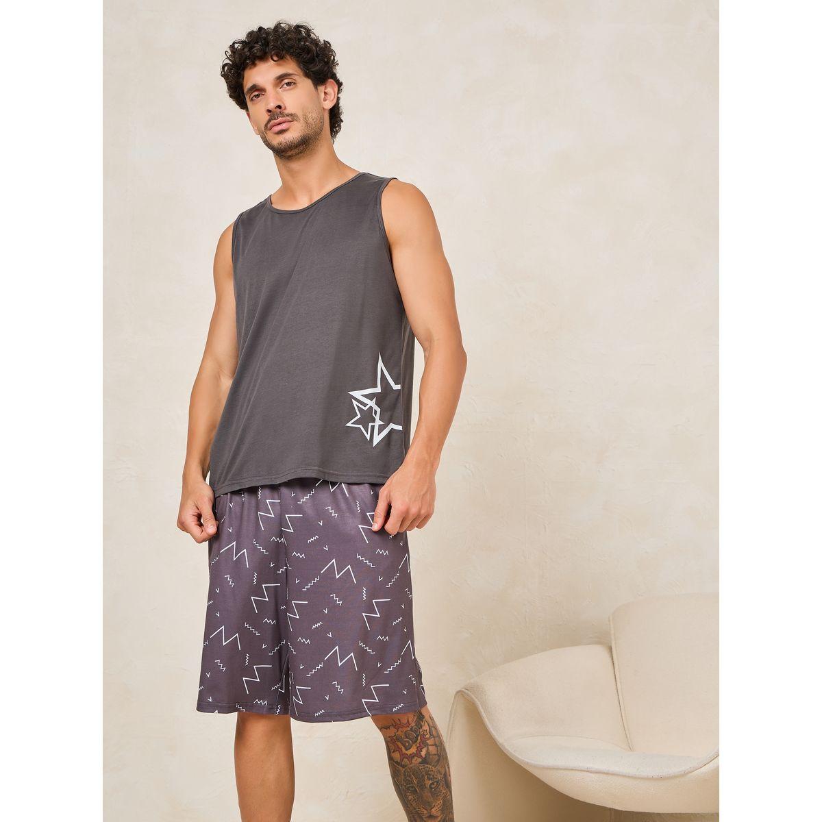 Styli Unwind Star Graphic Vest & AOP Shorts Set-men-clothing-nightwear-sets-image-1