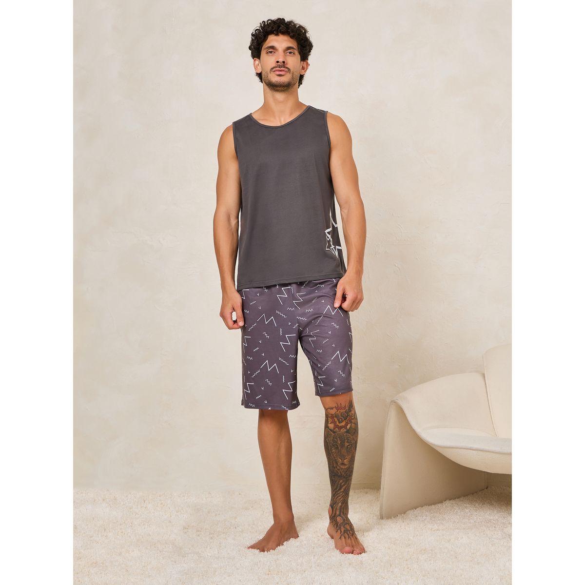Styli Unwind Star Graphic Vest & AOP Shorts Set-men-clothing-nightwear-sets-image-2