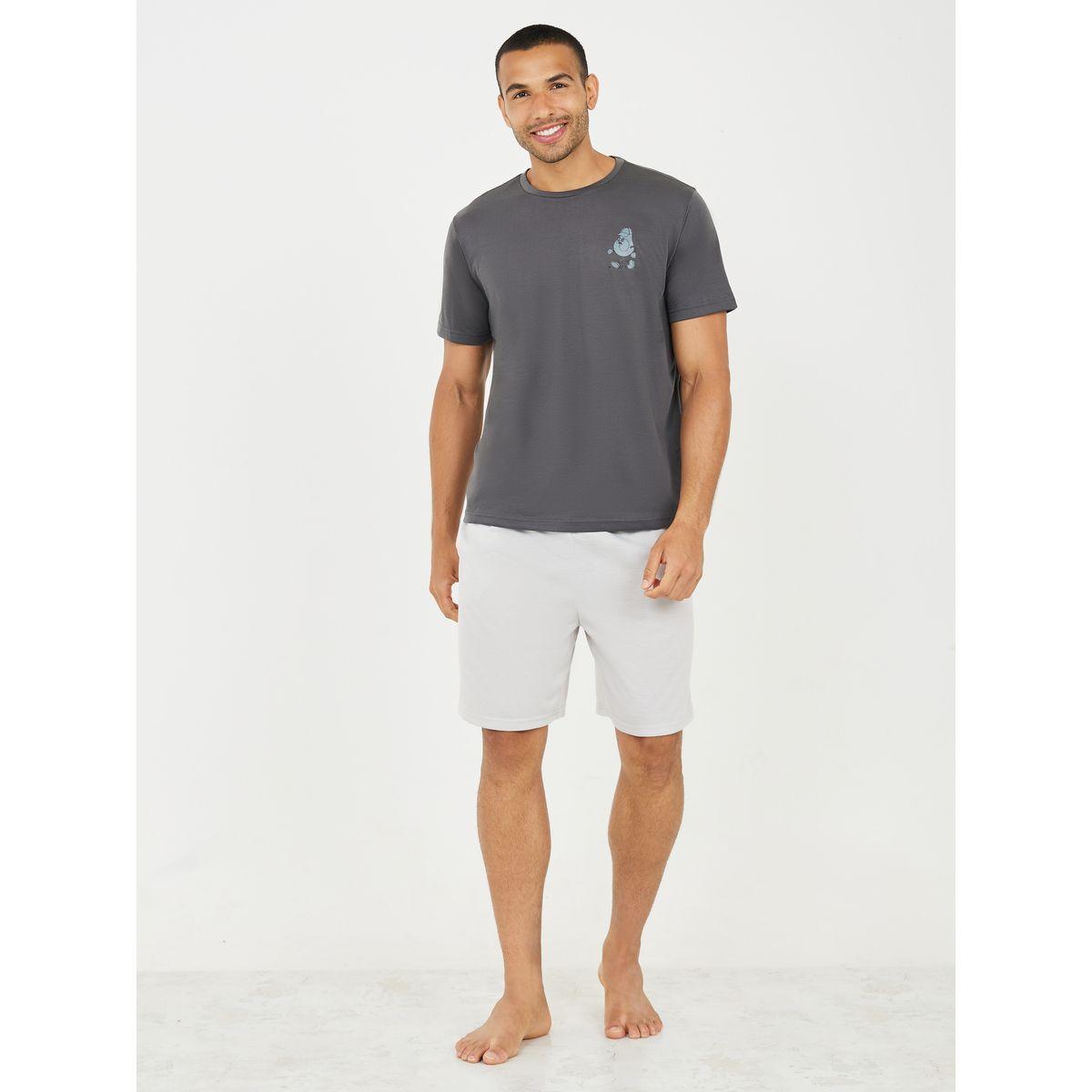 Styli Unwind Minimal Print T-Shirt & Short with Pocket Set-men-clothing-nightwear-sets-image-1