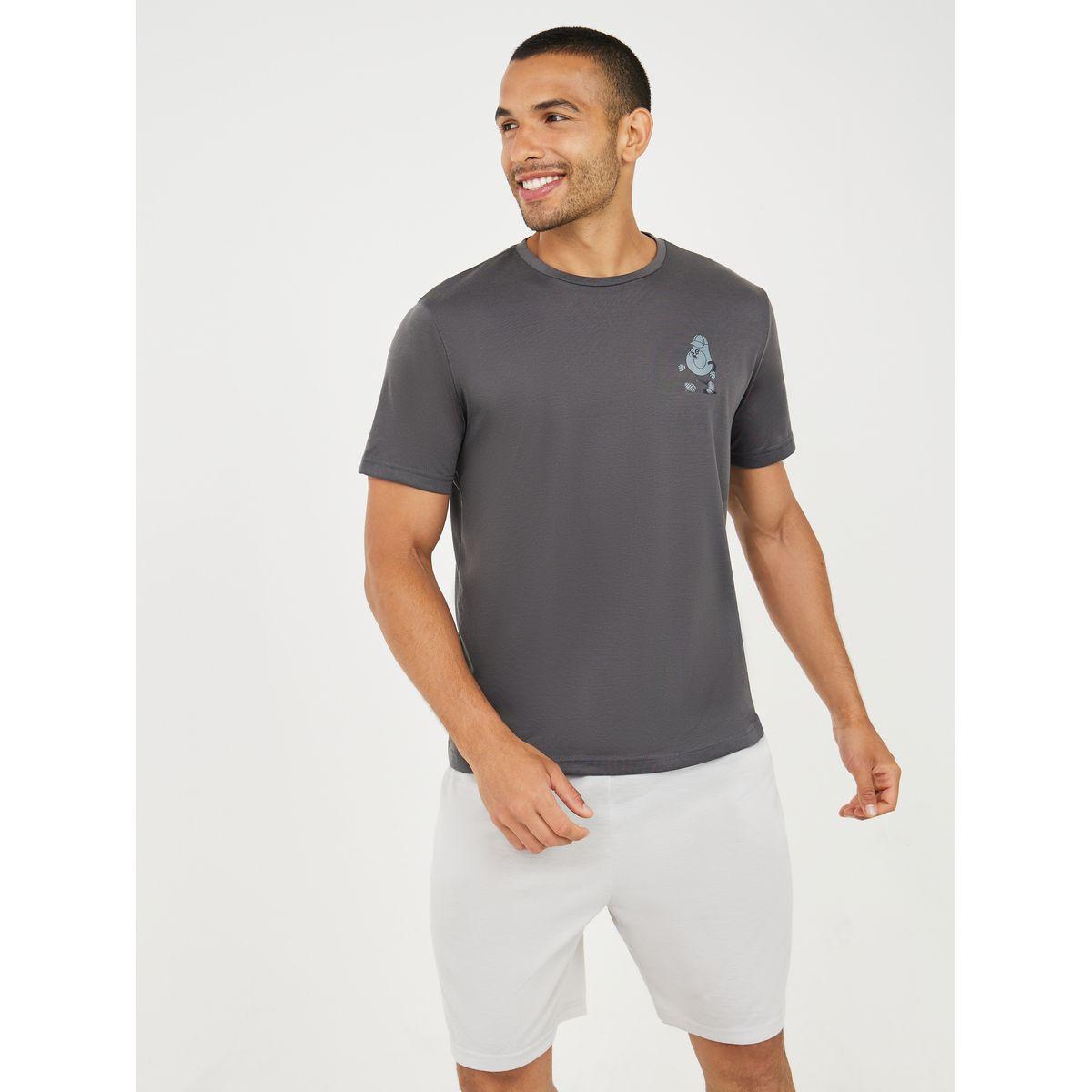 مجموعة من شورت مع تيشيرت بطبعة ناعمة-men-clothing-nightwear-sets-image-2