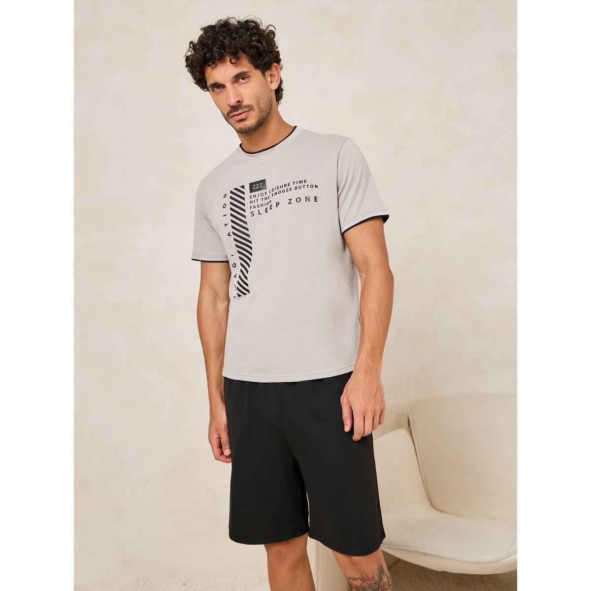 Styli Unwind Sleep Zone Graphic Print T-Shirt & Shorts Set-men-clothing-nightwear-sets-image-2