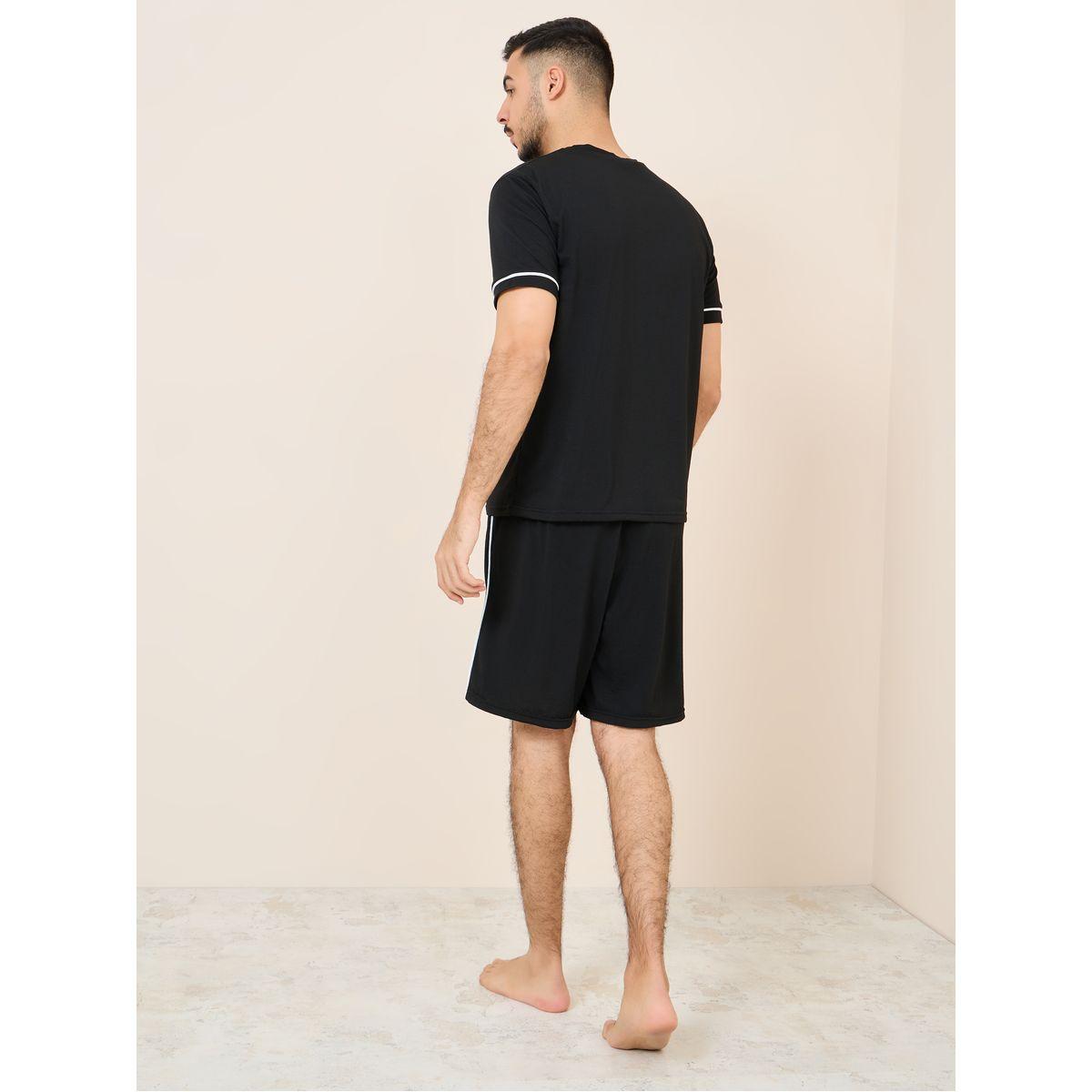 Styli Unwind Slogan Print SleepT-shirt and Short with Pocket Set-men-clothing-nightwear-sets-image-6