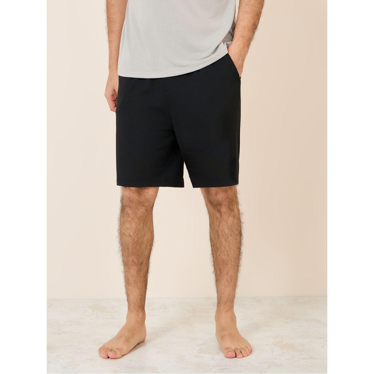 Styli Unwind Tape Detail Minimal Print T-shirt and Short with Pocket Sets-men-clothing-nightwear-sets-image-4