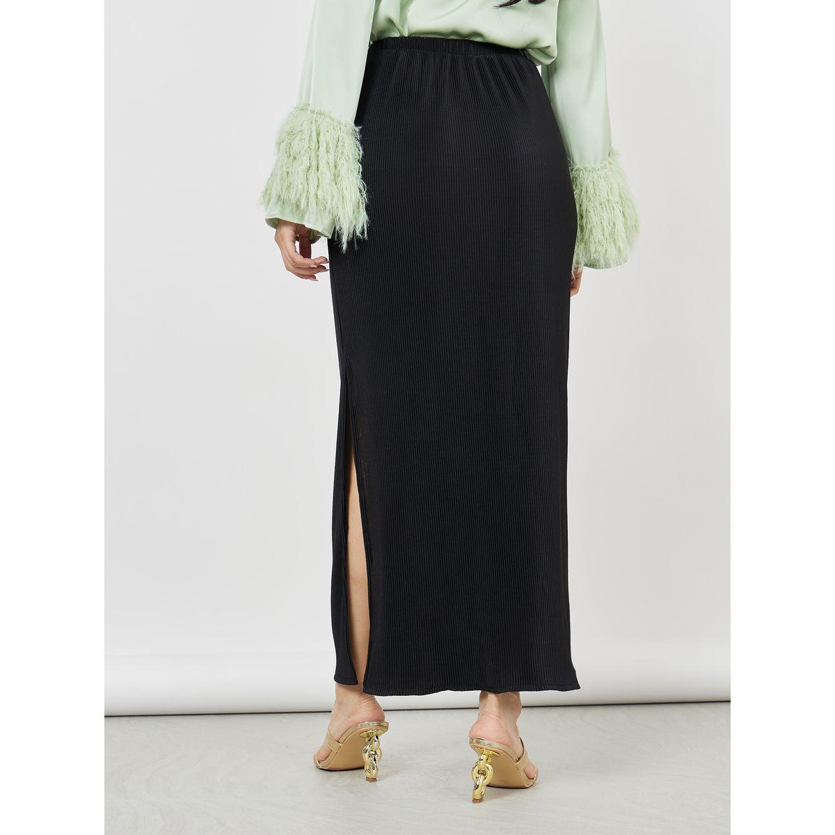 Styli Plisse Side Slit Maxi Skirt-women-clothing-bottoms-skirts-image-4