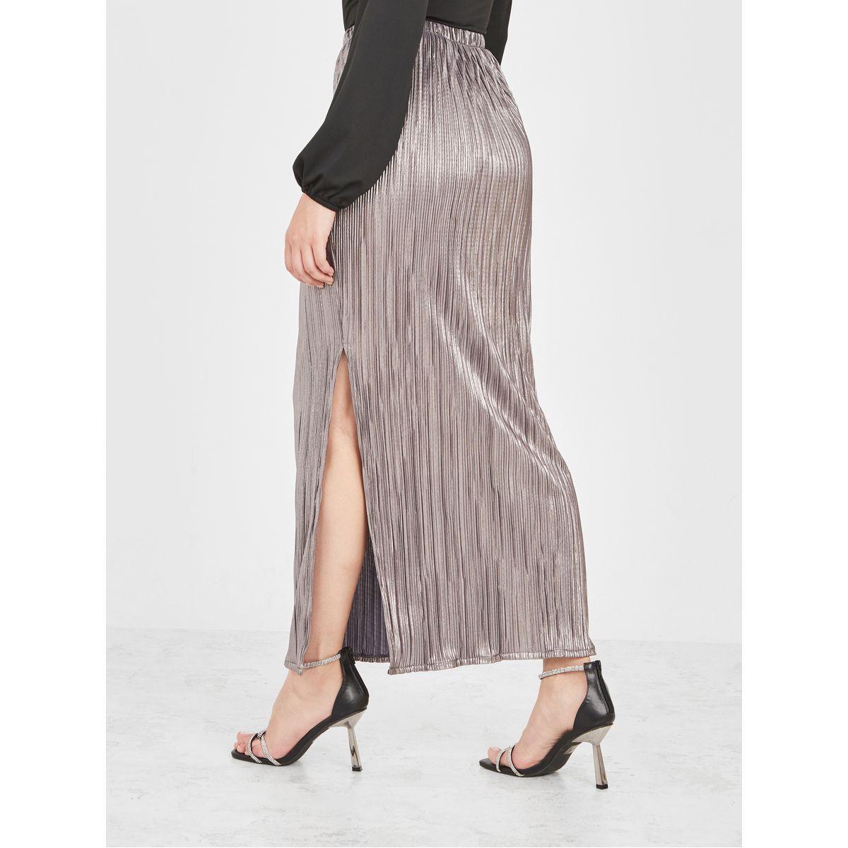 Styli Plisse Side Slit Maxi Skirt-women-clothing-bottoms-skirts-image-5