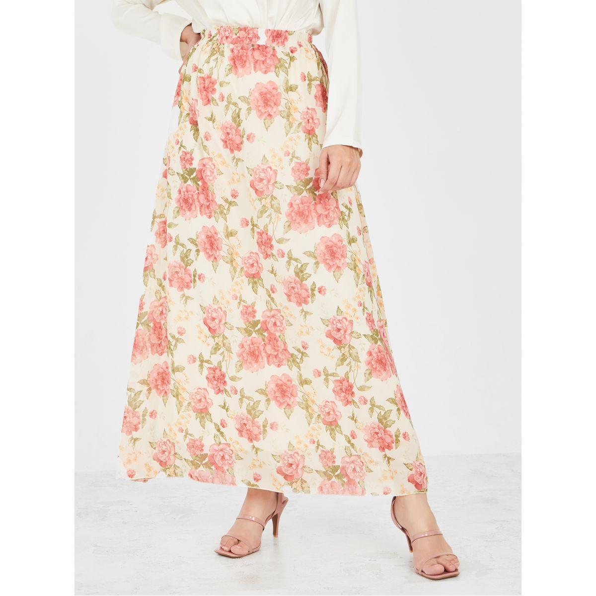 Styli Floral Print Flared A-Line Maxi Skirt-women-clothing-bottoms-skirts-image-1