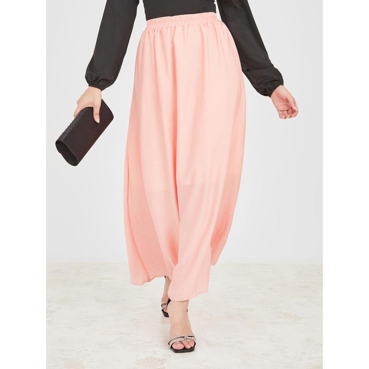 Styli High Rise Satin A-Line Maxi Skirt-women-clothing-bottoms-skirts-image-1
