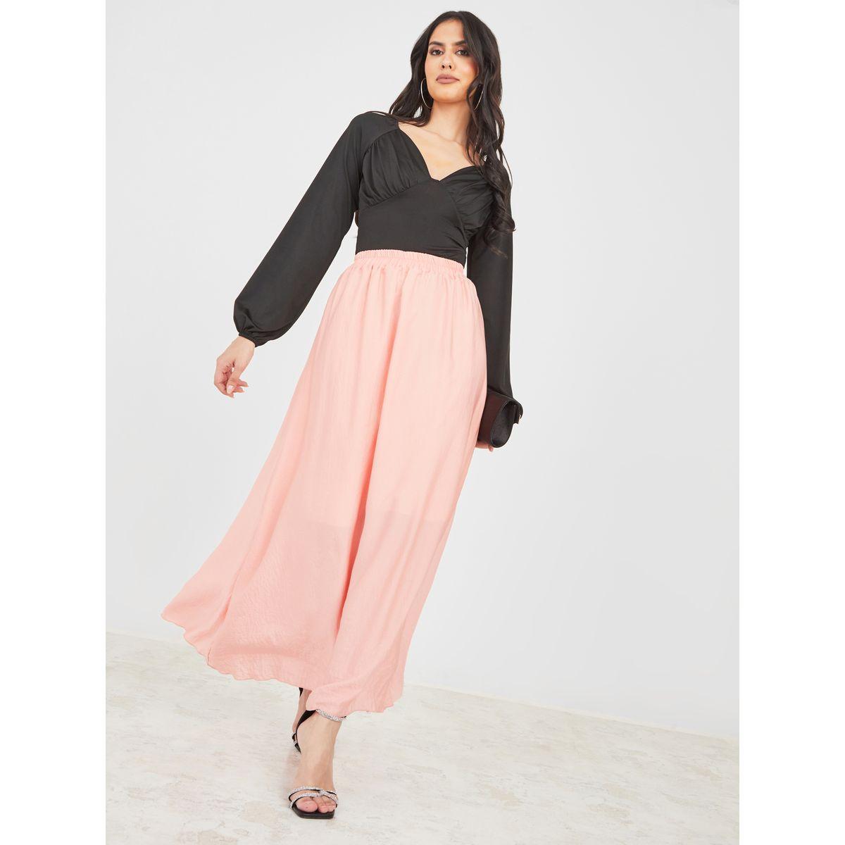 Styli High Rise Satin A-Line Maxi Skirt-women-clothing-bottoms-skirts-image-2