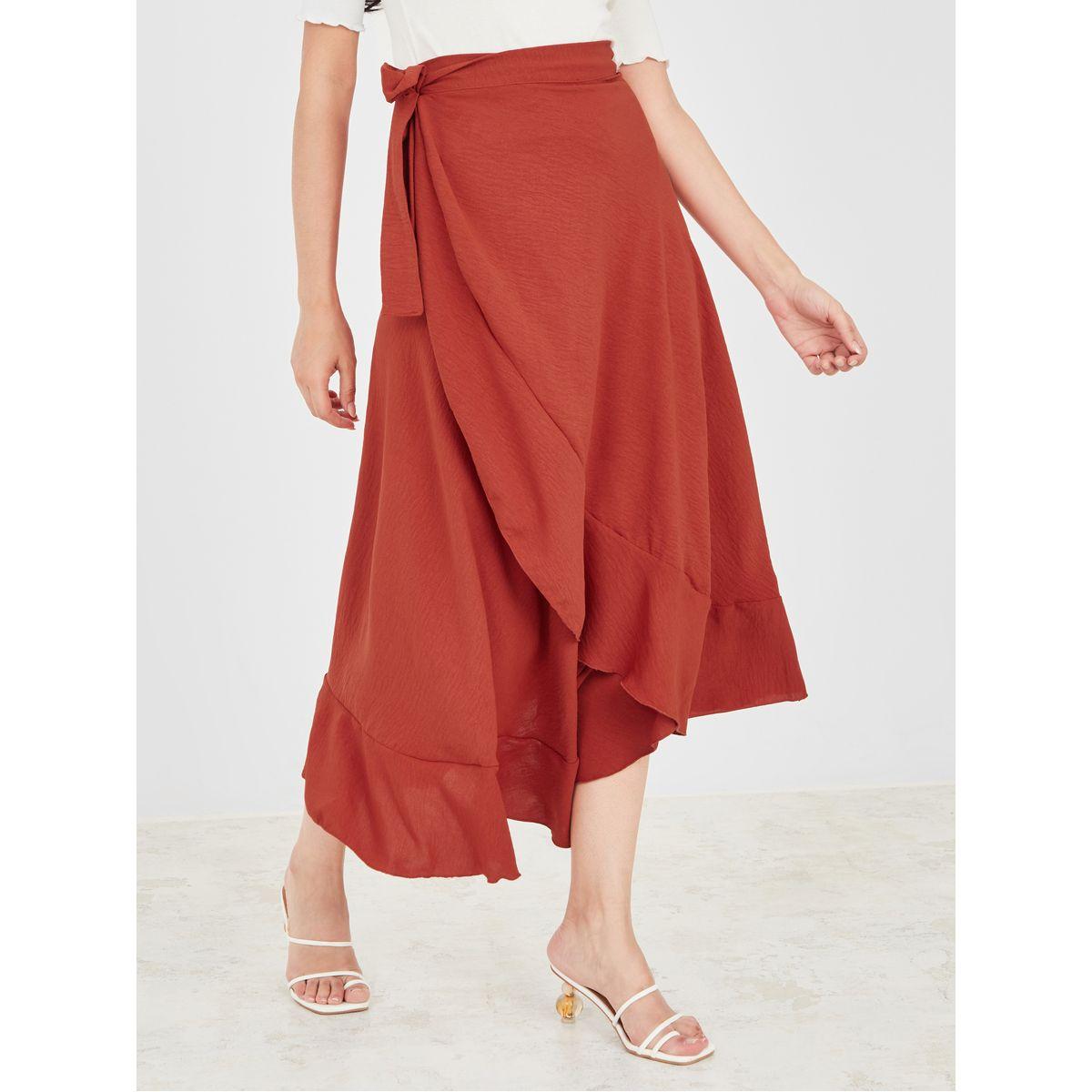 Styli Ruffle Trim Wrap Midi Skirt-women-clothing-bottoms-skirts-image-1