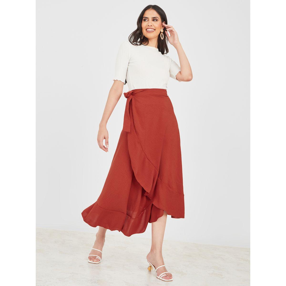 Styli Ruffle Trim Wrap Midi Skirt-women-clothing-bottoms-skirts-image-2