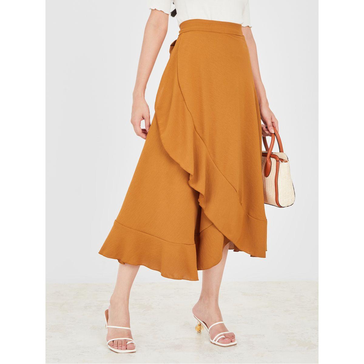 Styli Ruffle Trim Wrap Midi Skirt-women-clothing-bottoms-skirts-image-1
