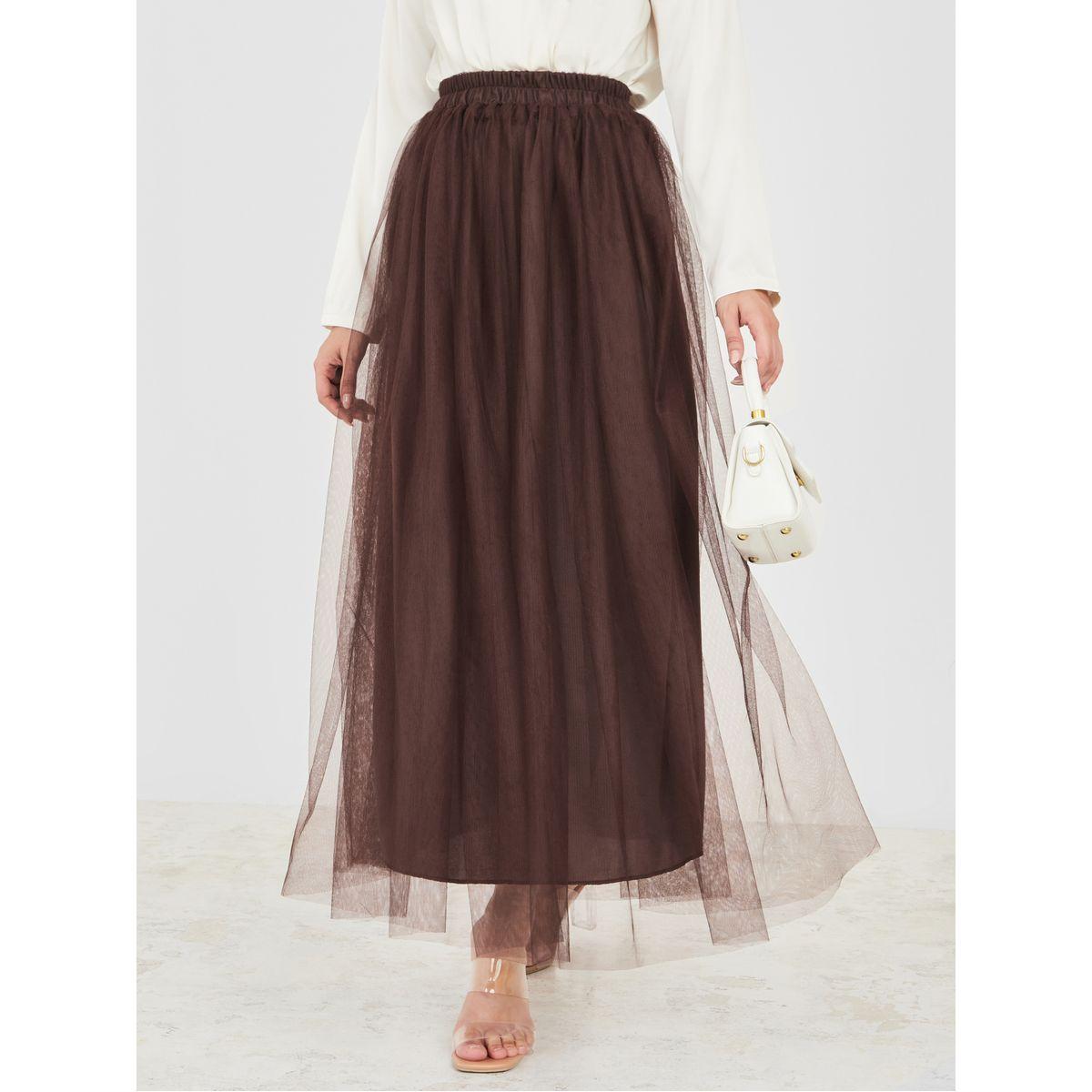 تنورة طويلة بتداخلات شبكية-women-clothing-bottoms-skirts-image-4