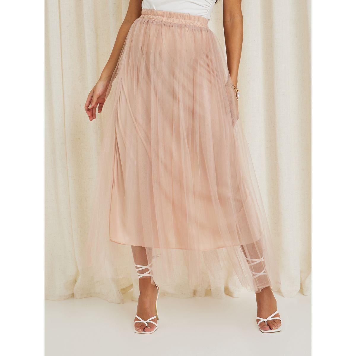 Styli Mesh Insert A-Line Maxi Skirt-women-clothing-bottoms-skirts-image-2