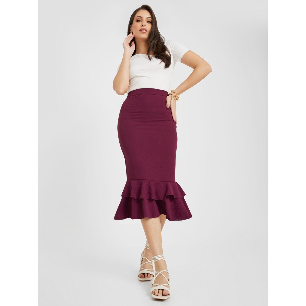 Styli Ruffle Hem Pencil Skirt-women-clothing-bottoms-skirts-image-2