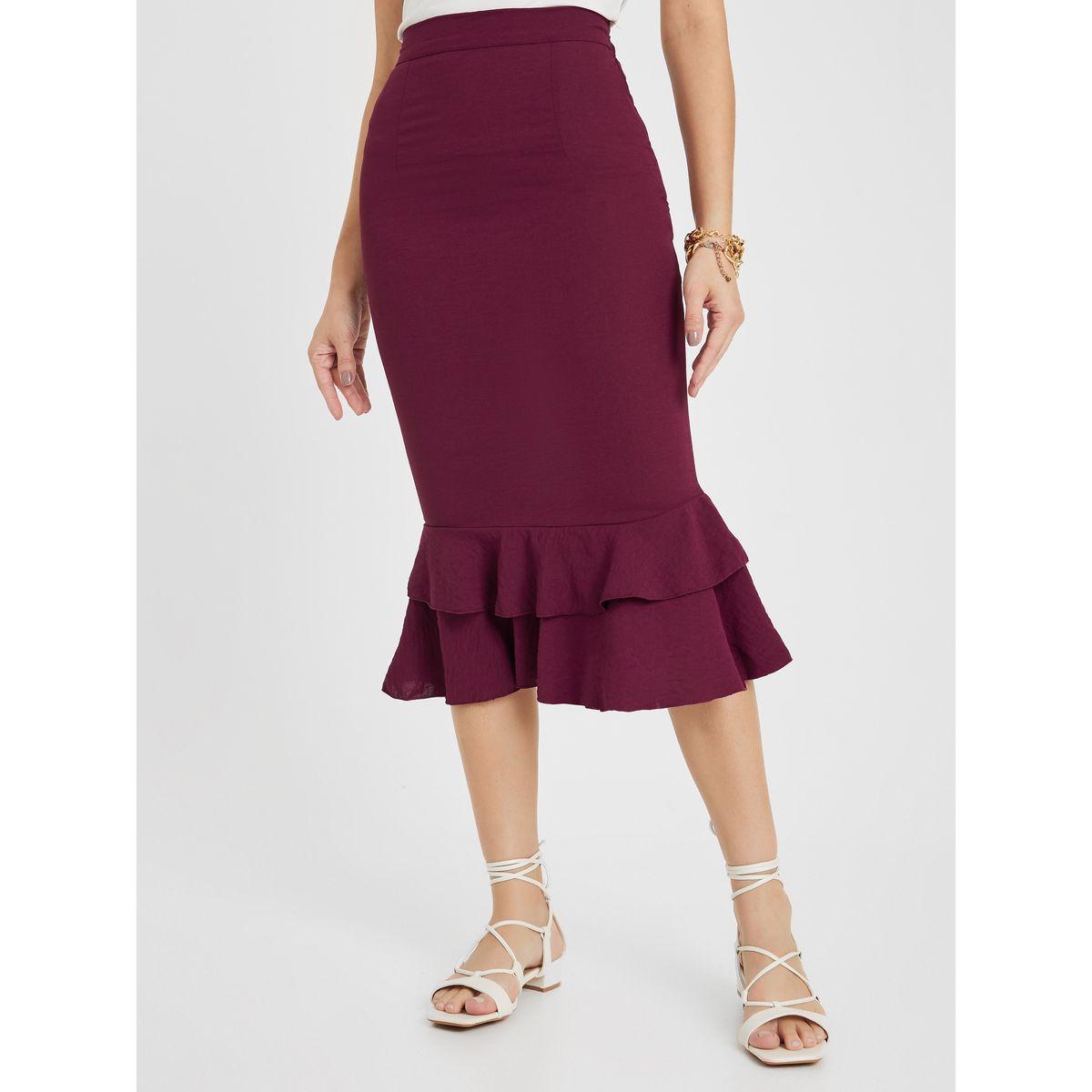 Styli Ruffle Hem Pencil Skirt-women-clothing-bottoms-skirts-image-3