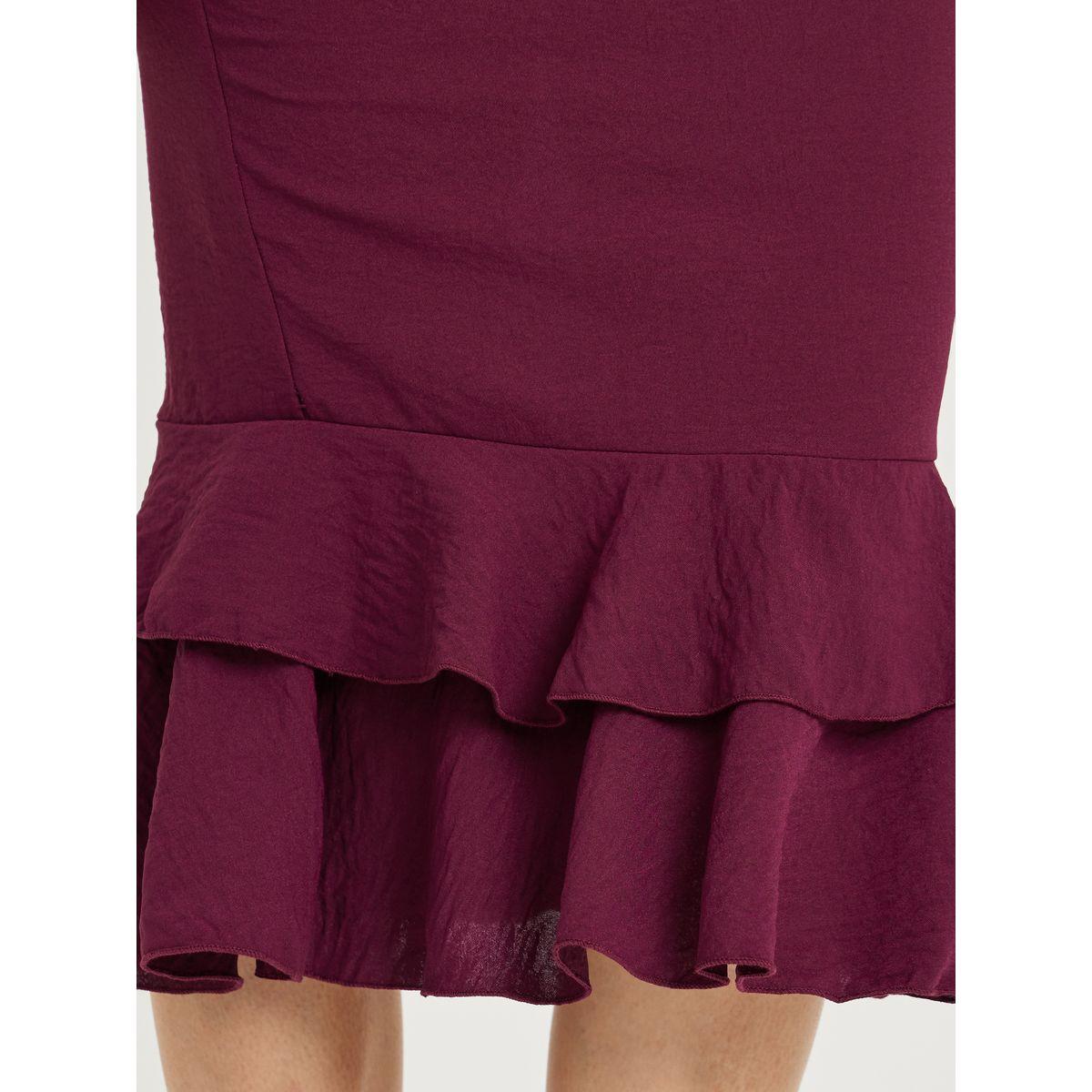 High waisted ruffle hem pencil clearance skirt