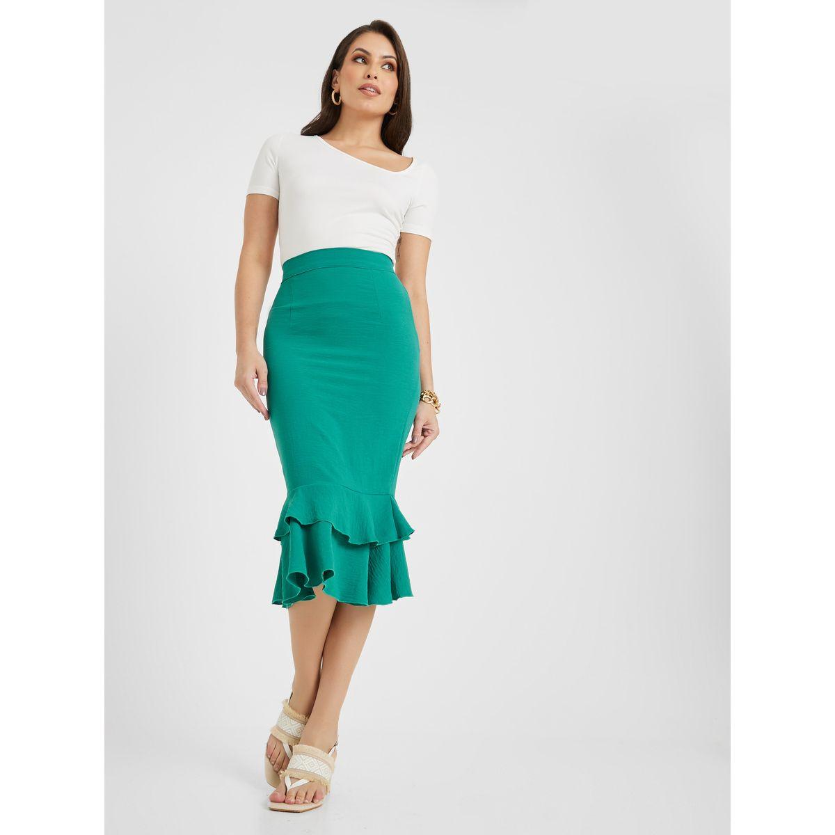 Styli Ruffle Hem Pencil Skirt-women-clothing-bottoms-skirts-image-1
